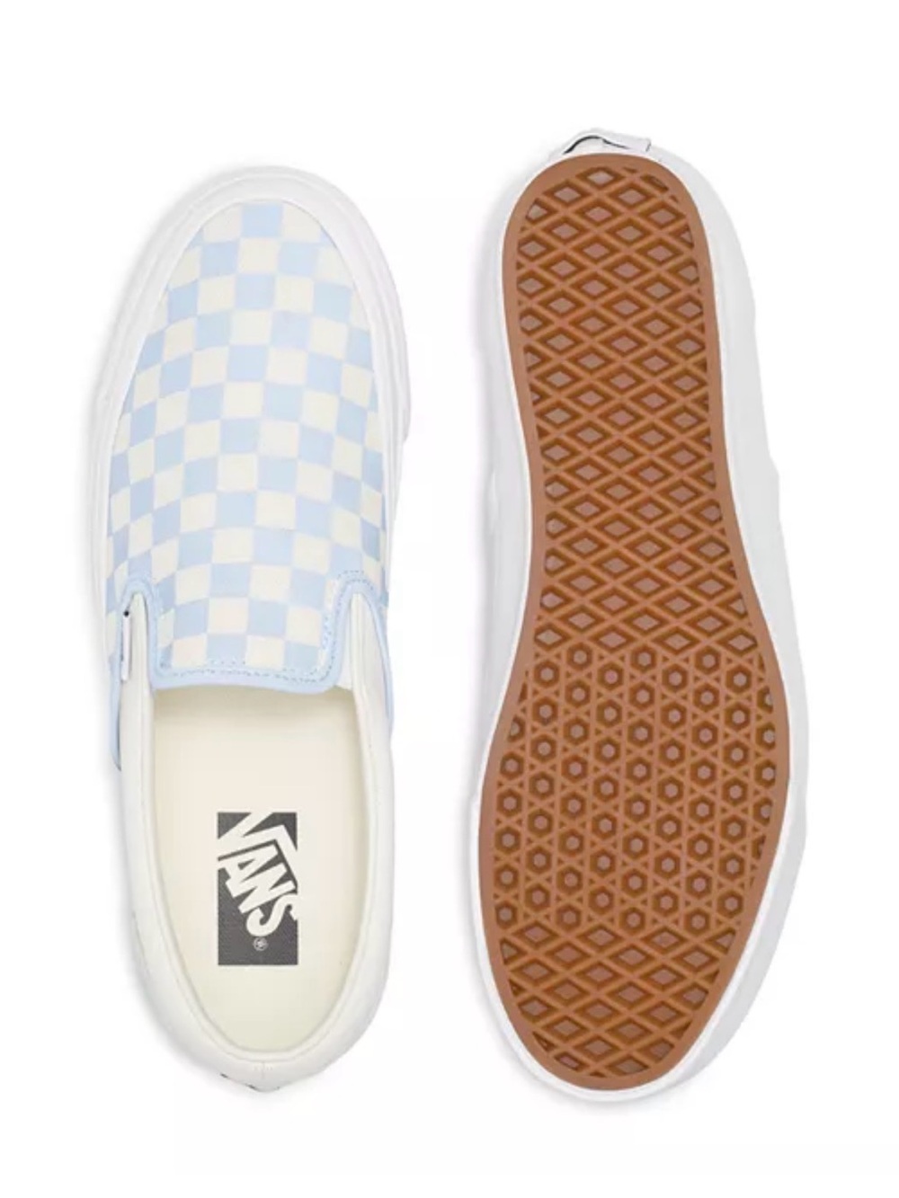 Vans Slip-On Checkerboard Sneakers - Light Blue & White